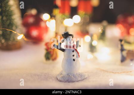 Christmas market details with New Year decorations and multicolored flags, garlands and festoons, Xmas atmosphere, fair interior, retail and store wit Stock Photo