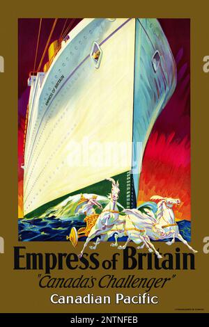 Empress of Britain. Canada's challenger. Artist unknown. Poster published in 1931 in Canada. Stock Photo