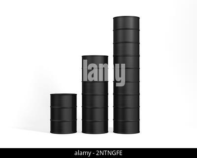 Oil barrels isolated on white background. Chart. 3d illustration. Stock Photo