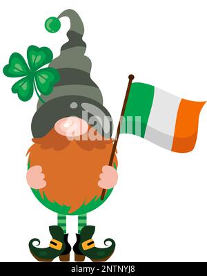 St Patrick s day gnome holding a flag of ireland Stock Photo