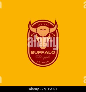 cow strong head colored vintage logo design vector graphic symbol icon ...