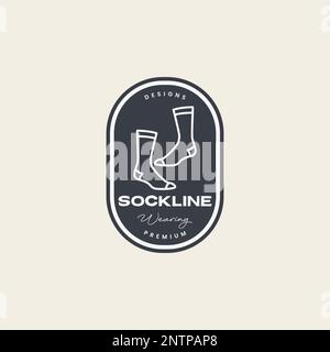 long sock foot secure warm shoes badge vintage logo design vector icon illustration Stock Vector