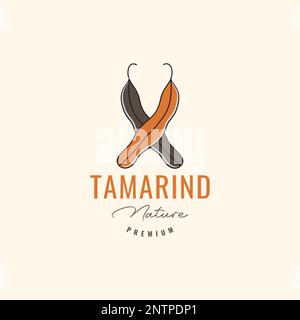 tamarind fruit vegetable cooking spice taste acid minimalist logo design icon vector illustration Stock Vector
