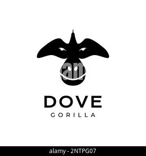 animal gorilla dove pigeon flying modern logo design icon vector illustration Stock Vector