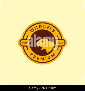 wildlife jaguar panther roar flat minimal circle badge logo design vector icon illustration Stock Vector