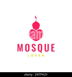 mosque love place pray god muslim modern minimal logo design vector icon illustration Stock Vector