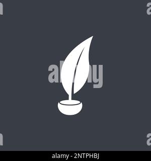 feather or leave traditional Ballpoint Pen writer paper minimalist logo design icon vector illustration Stock Vector