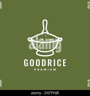 traditional rice bowl bamboo cooking food minimalist logo design vector icon illustration Stock Vector