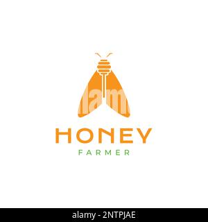 insect bee flying wings honey mixer modern logo design vector icon illustration Stock Vector