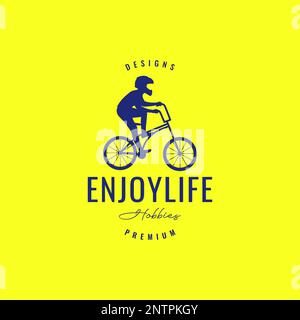 bicycle champion sport young man helmet helmet logo design vector icon illustration Stock Vector