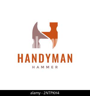letter H for hammer modern repair service handyman logo design vector icon illustration Stock Vector