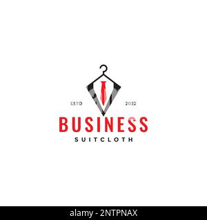 man business suit red tie formal simple modern logo design vector icon illustration Stock Vector