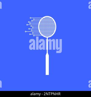 badminton racket technology lines yarn modern logo design vector icon illustration Stock Vector