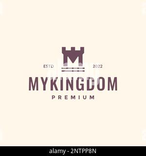 letter M with kingdom castle ancient hipster logo design vector icon illustration Stock Vector