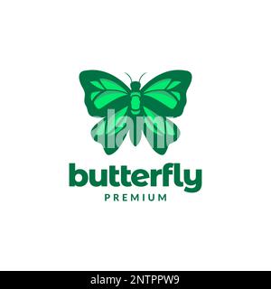 green hairstreak butterfly insect abstract beauty modern logo design vector icon illustration Stock Vector