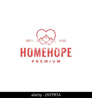 home real estate property roof love dream house minimalist logo design vector icon Stock Vector
