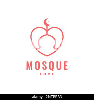 dome mosque pray muslim place love minimal logo design icon vector illustration Stock Vector