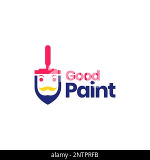 mascot bearded man cartoon roller painting colorful logo design vector icon illustration Stock Vector