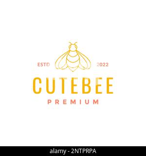 animal insect bumble bees honey fat queen line hipster logo design vector icon Stock Vector