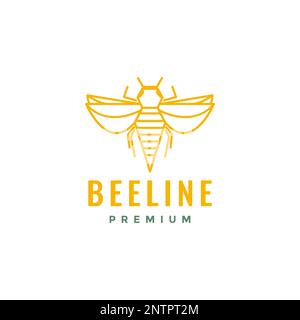 bee honey flying insect looking flower line modern logo design vector icon illustration Stock Vector