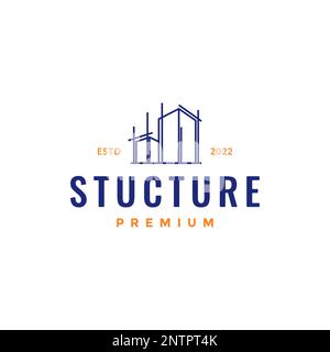 factory industry company building construction architect line minimal logo design vector icon Stock Vector