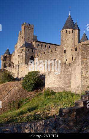 France, Languedoc-Roussillon, Carcassonne, the fortified medieval town (walled city). Stock Photo