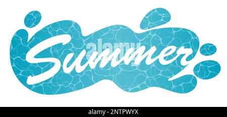 Vector Summer Logo With Rippled Water Pattern And Palm Trees Isolated On A White Background, Vector Illustration. Stock Vector