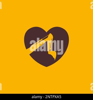 weight equipment excavator love heart simple logo design vector icon Stock Vector
