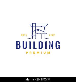 minimalist future architecture structure home crane logo design vector icon Stock Vector
