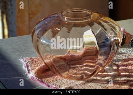 lamp shade dries on the table, in the village Stock Photo