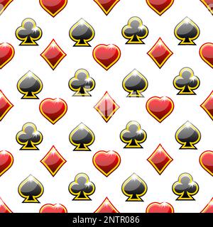 Seamless pattern with Playing Cards Symbols on white background. Heart, spade, club and diamond Stock Vector