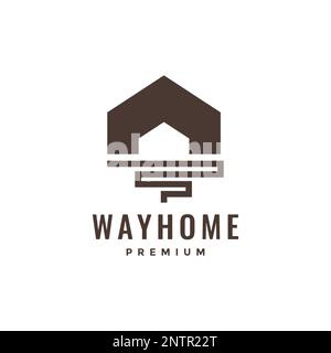 minimalist way home terrace flooring concrete architect logo design vector icon illustration Stock Vector