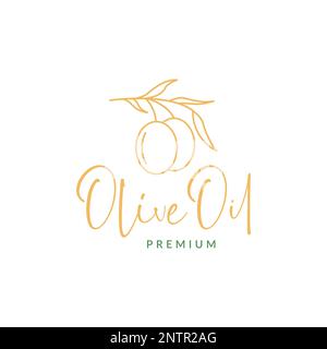 olive oil fruit leaf nutrition benefits lines feminine logo design vector icon illustration Stock Vector
