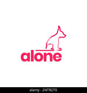 animal pet dog puppy alone line art modern minimal logo design vector Stock Vector