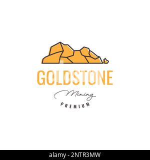 hill stone gold mining line hipster logo design vector icon illustration Stock Vector