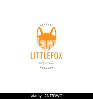 head little fox animal nocturnal flat logo design vector icon illustration Stock Vector