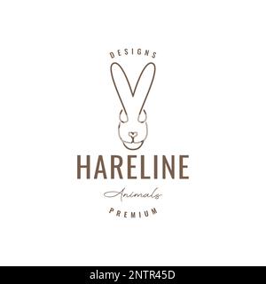 animal easter pets rabbit hare long ears line art minimalist logo design vector icon Stock Vector