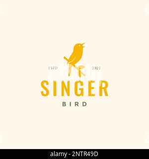 typical white eyes bird little singer perched branch colored hipster logo design vector icon illustration Stock Vector