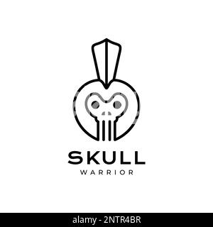 skull cranium warrior spartan helmet minimal modern logo design vector Stock Vector
