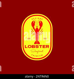 red lobster shrimp seafood creature animal sea ocean restaurant menu badge vintage logo design vector Stock Vector
