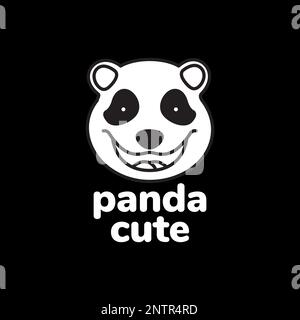 cartoon face mascot cute smile panda head animal wildlife logo design vector Stock Vector