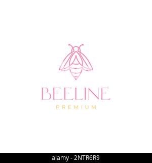 honey bee insect flying bubble bee line wings minimalist logo design vector icon illustration Stock Vector