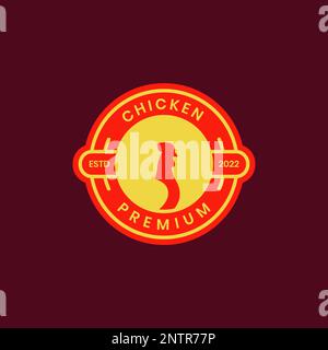 rooster chicken poultry circle badge logo design vector icon illustration Stock Vector