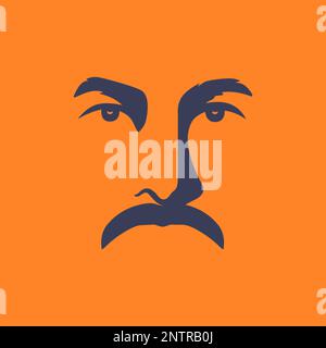 portrait face people old man mustache noose eyes focus logo design vector Stock Vector