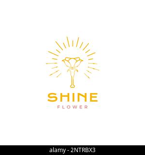 flower rose gardening shine sunburst line minimal logo design vector Stock Vector