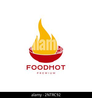 food bowl fire flame hot spicy taste modern logo design vector Stock Vector