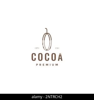 fruit cocoa chocolate simple minimalist line hipster logo design vector Stock Vector