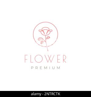 gardening plant feminine flower rose minimalist line simple logo design vector Stock Vector