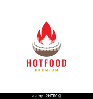 grilled cooking fire flame beef logo design vector Stock Vector