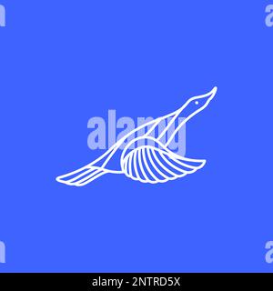 swan goose flying modern line art simple logo design vector Stock Vector